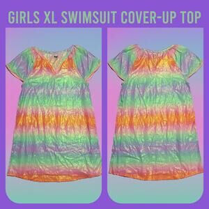 Girls XL Rainbow Tie Dye Swimsuit Cover-up Top 14/16
